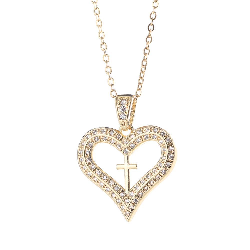 Fashionable And Versatile Love Cross Pendant Necklace Minimalist Design Delicate Collarbone Chain