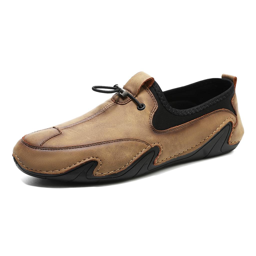 2025 men's beanie shoes casual leather shoes men's soft-soled octopus outdoor lace-up driving shoes men