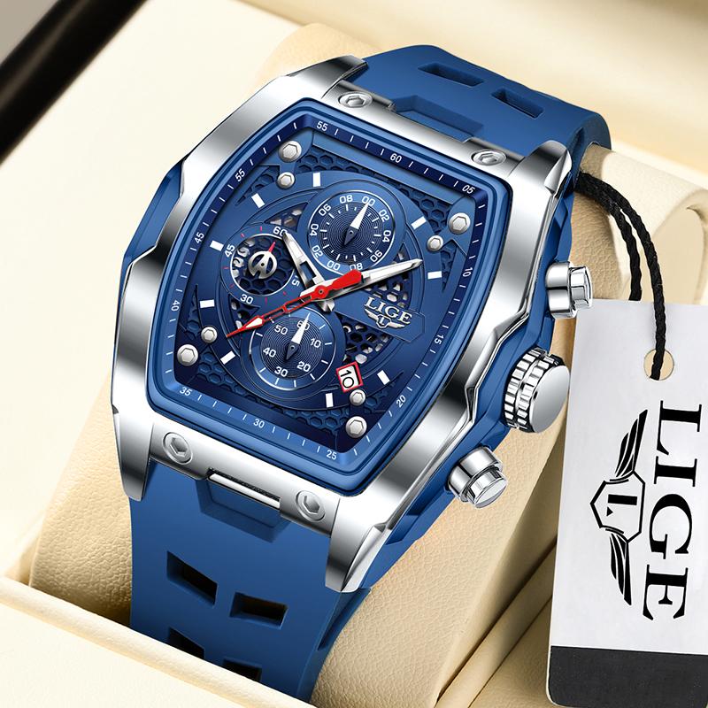 New Military Watches For Men Luxury Silicone Sport Square Chronograph Watch Fashion Business Waterproof Quartz Wristwatch