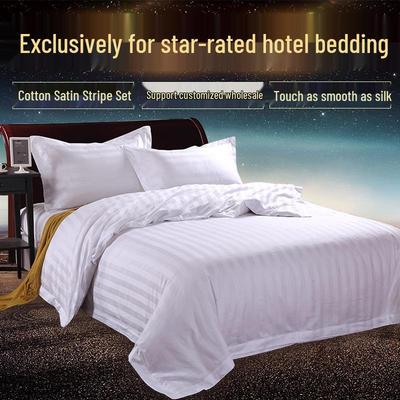 100% Baumwolle Gestreifte Hotel Weiß Bettwäsche-Set - Sateenstreifen, 4-teilig.