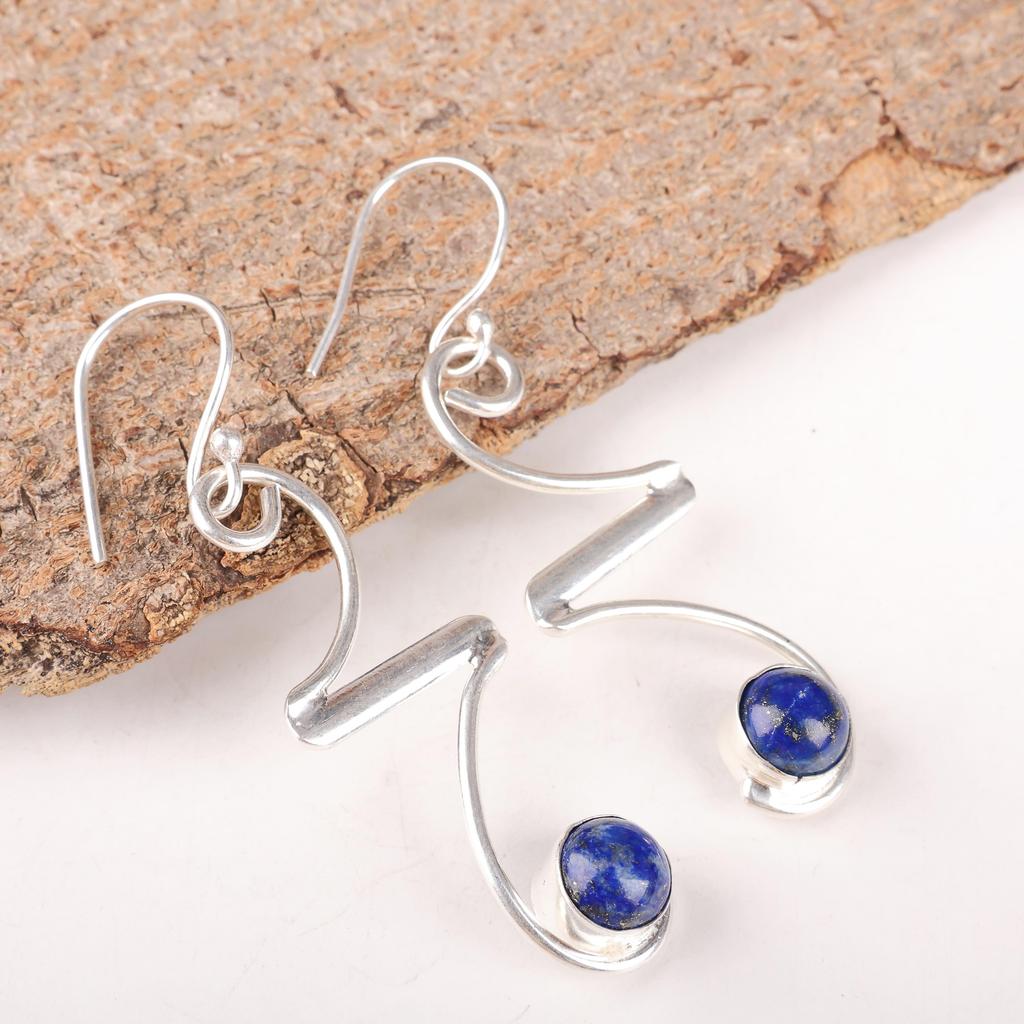 Lapis Lazuli Earrings Handmade Gemstone Jewelry, 925 Solid Sterling Silver Earrings ,Unique Design Jewelry Earrings