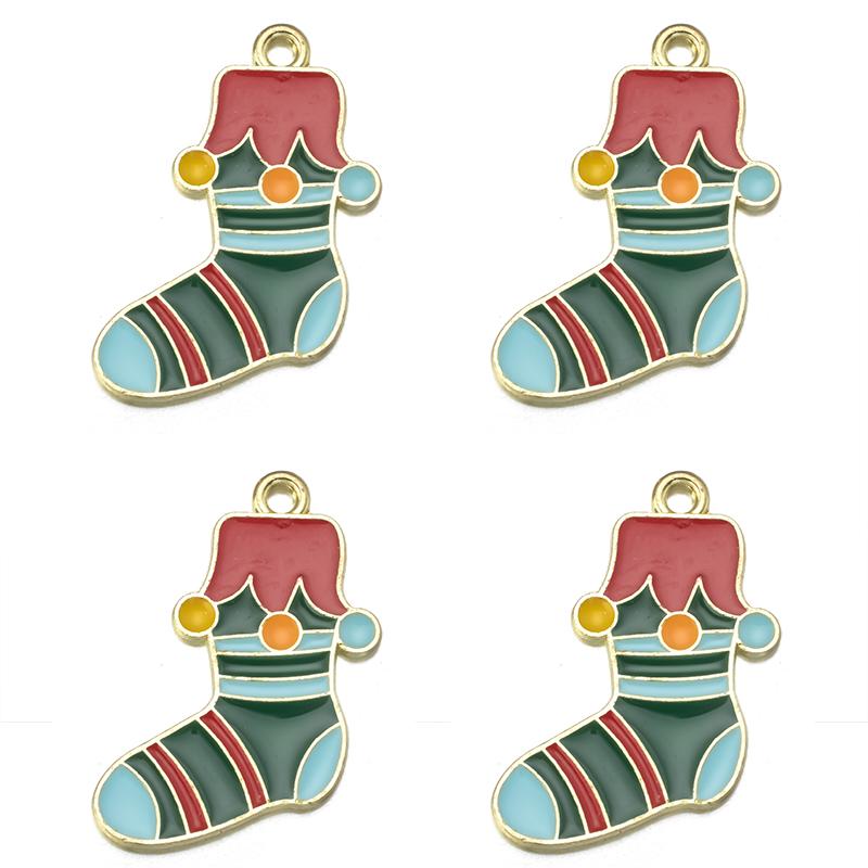 10pcs/lot Alloy Drip Oil Pendant Santa Claus Snowman Christmas Tree Charm Pendant For DIY Men Women Earrings Necklace Party Gift