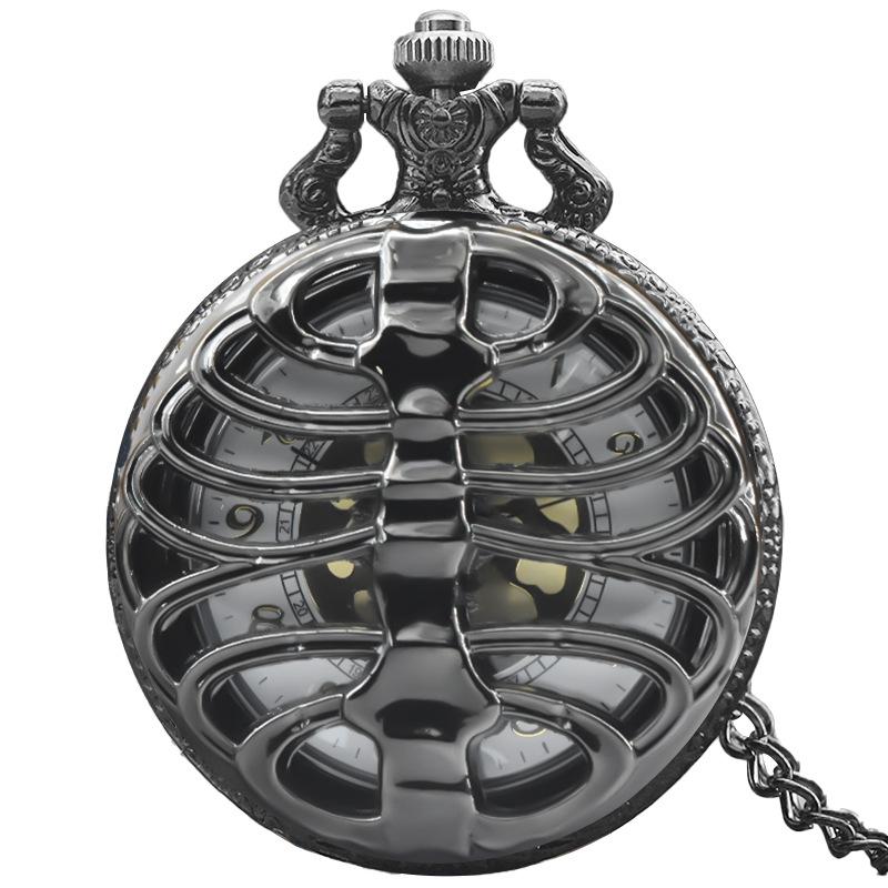Orologio da Tasca al Quarzo a Forma di Lisca di Pesce Vuota Vintage Collana Catena Orologio Regali per Uomo Donna