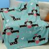 Dachshund Love Heart Flannel Throw Blanket, Cute Sausage Dog with Hearts Print Soft Blanket for Sofa Bed, Nap Blanket, Dog Lover Gift