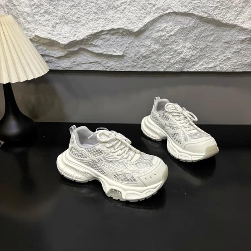Leather thick-soled thin-mesh dad shoes women's summer new European version mesh yarn breathable and versatile casual sports shoes tide