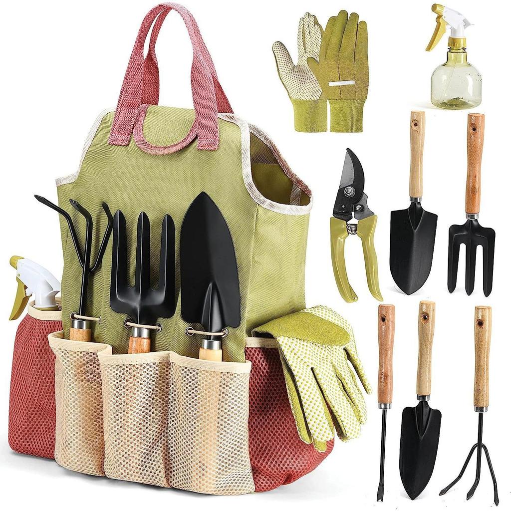 Gardening Tools, 10 Piece Set, Gardening Tool Kit, with Bag and Gloves, Men's and Women's Gardening Tool Gifts