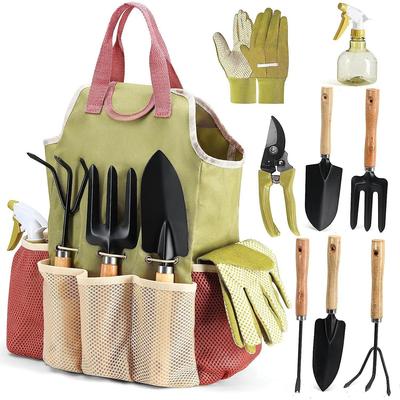 Gartengeräte, 10-teiliges Set, Gartengeräte-Set, mit Tasche und Handschuhen, Gartengerätegeschenke für Männer und Frauen