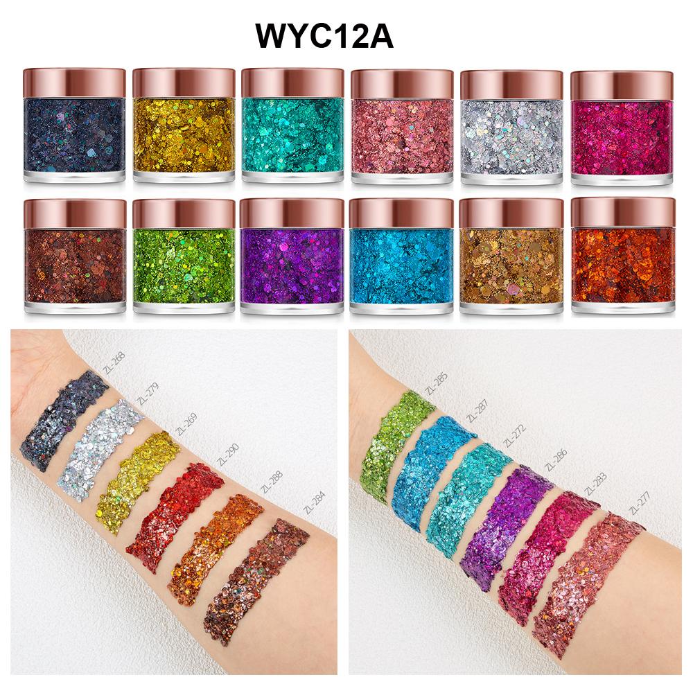 12 Farben Kosmetischer Glänzender Pailletten Grober Glitzer Chamäleon Gesicht Körper Gel Glitzer Bühnen Make-up Freundlich Für Kinder