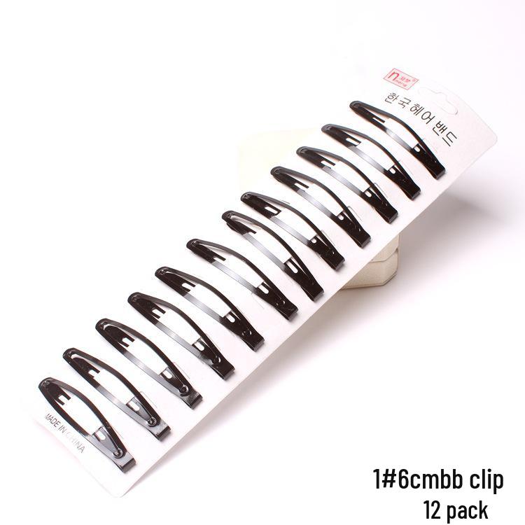 Korean Style Black Hair Accessories: Classic Water Drop BB Clips, 12-Piece Set for Flyaway Bangs