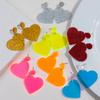 New Valentine's Day Heart Acrylic Earring for Women Girls Glitter Colorful Love Shape Drop Earrings Fashion Jewelry Gifts