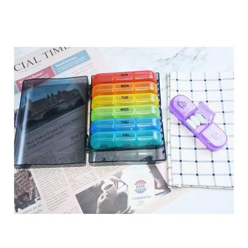 Portable Medicine  Storage Box 7-Day Travel Pillbox 21 Compartments With  Compartments Waterproof And Dustproof
