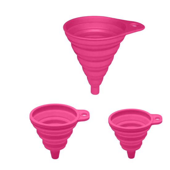 3Pcs Silicone Funnel Set Collapsible Kitchen Funnels Large Medium Small Funnels for Liquid Transfer Heat Resistant Bottling Kitchen Gadgets