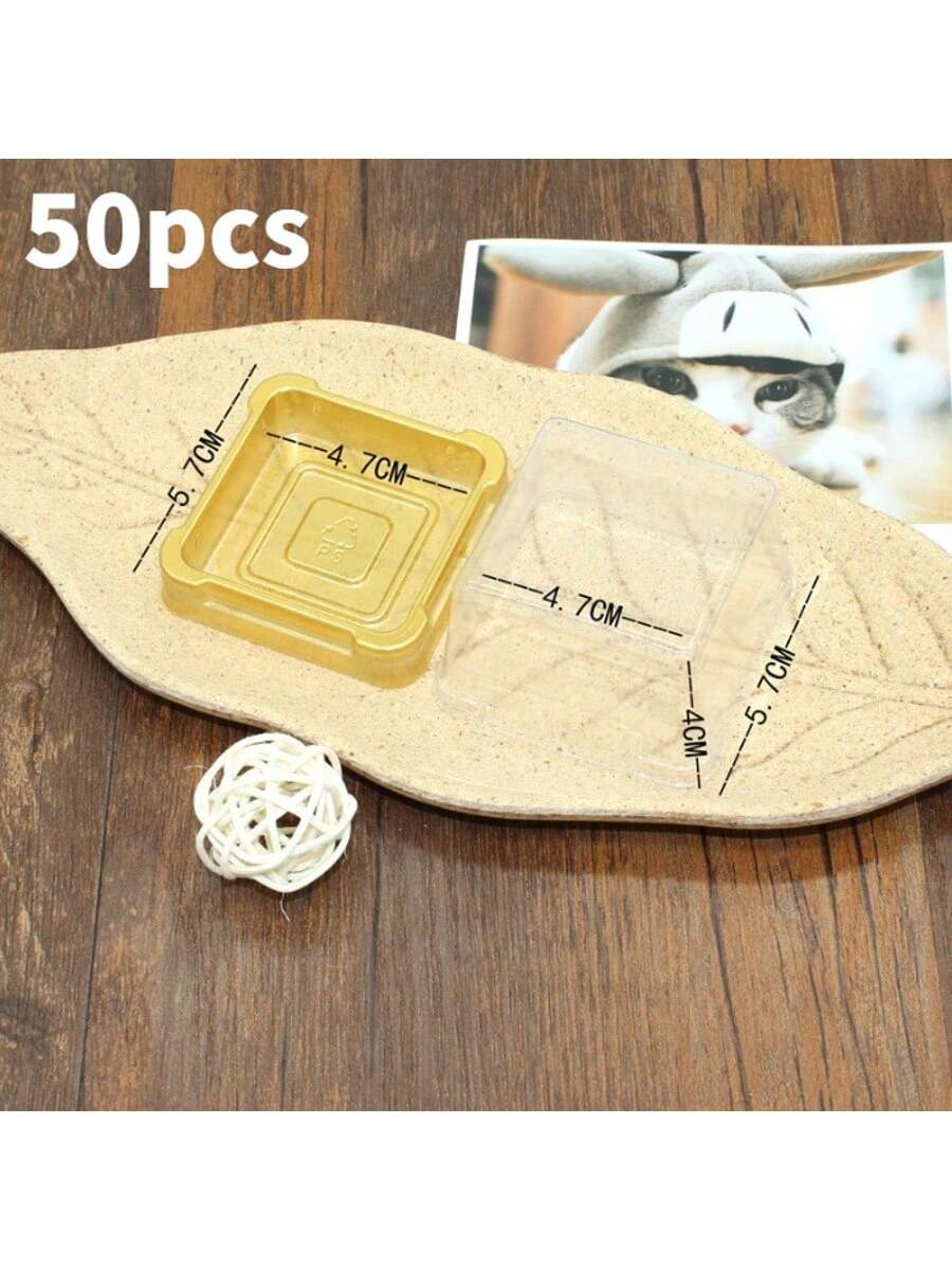 

50 Baking Packages, Golden Black Egg Yolk Pastry Packaging Boxes, Circular Plastic Blister Boxes, Mooncakes 5.7X5.7X4Cm