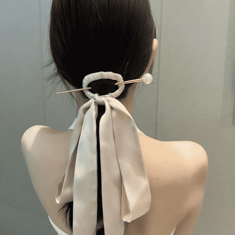 New Silk Scarf Printed Hair Sticks Chinese Style Elegant Women's Long Ribbon Hair Band Bandana Hair Stick Clip Hair Accessories