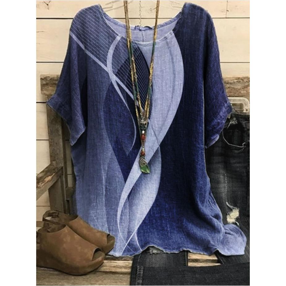 Frühling Sommer Oberteile Damen Lässig 3D Katze Tier Bedrucktes T-Shirt Vintage Locker Kurzarm T-Shirt Übergröße