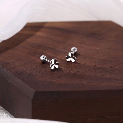 Small Clover Screw Ears for Women with Hole Ears Allergies and No Removes Ears for Anti-Loss Ears
