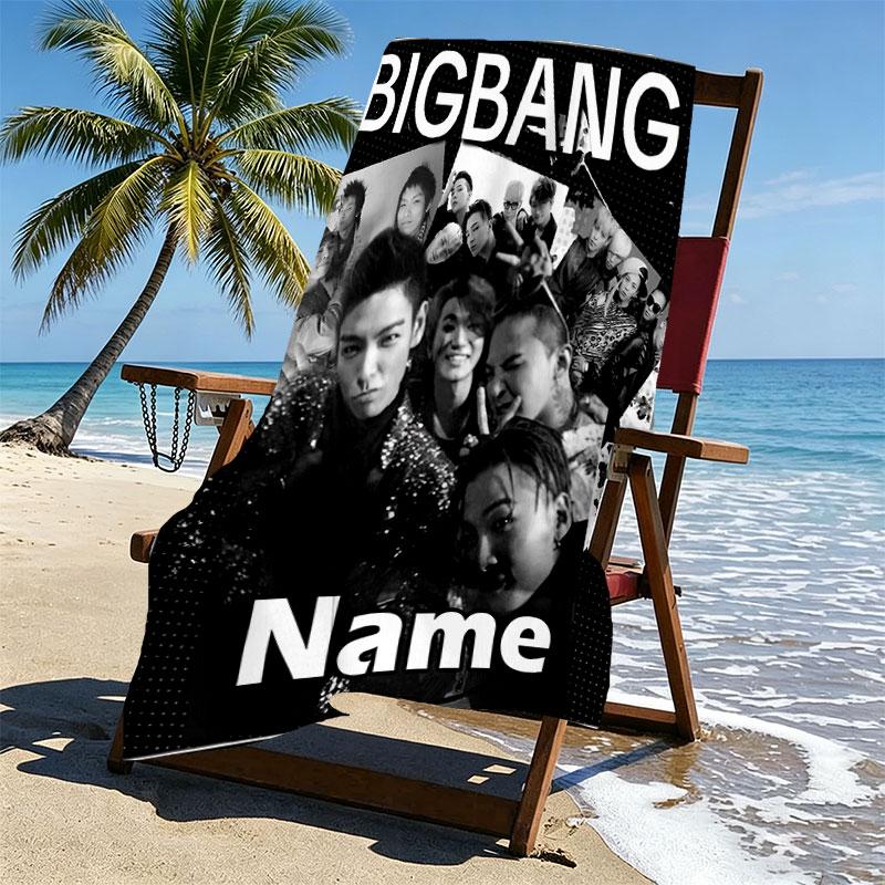 Custom Name Personalized BIGBANG Print Beach Towel, for Trip Camping Beach Party Home Decor, Birthday Gift for Family & Friends