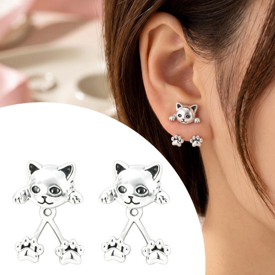 Dainty Animal Earrings for Women 1 Pair Cute Cat Paw Women, Vintage Front Back Stud Earrings, Small Kitten Jewelry Gift Lovers