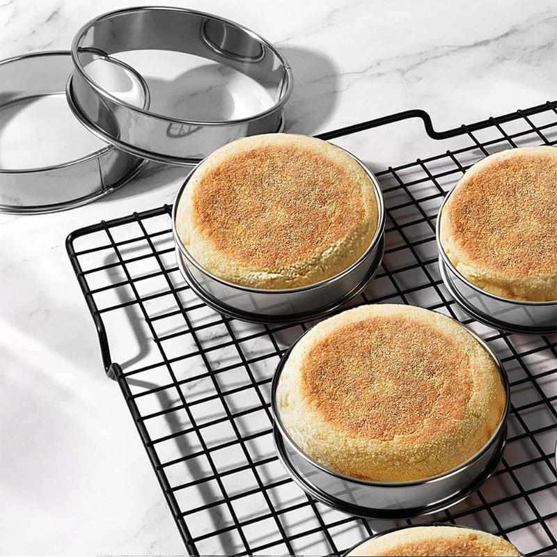 2pcs Stainless Steel Double Rolled Baking Circle Tart Ring Fruit Pie Cake Cookie Molds for Kitchen Biscuit Pastry
