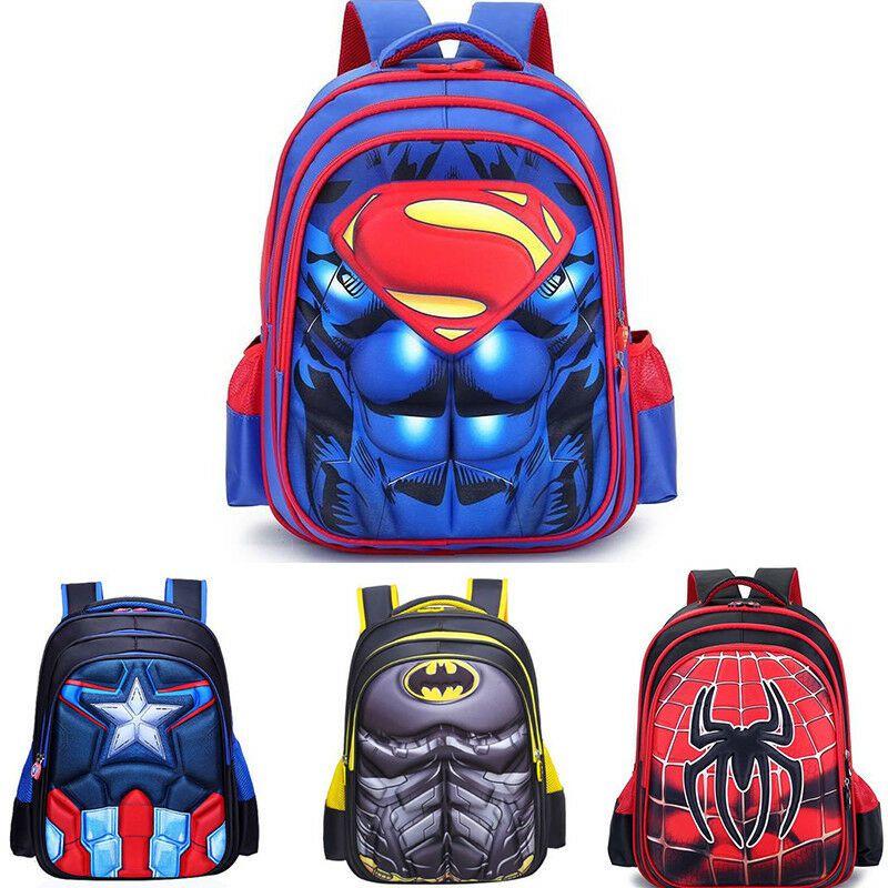 Spiderman 3d Batman Captain America Childrens School Bag Backpack For Kids Boys