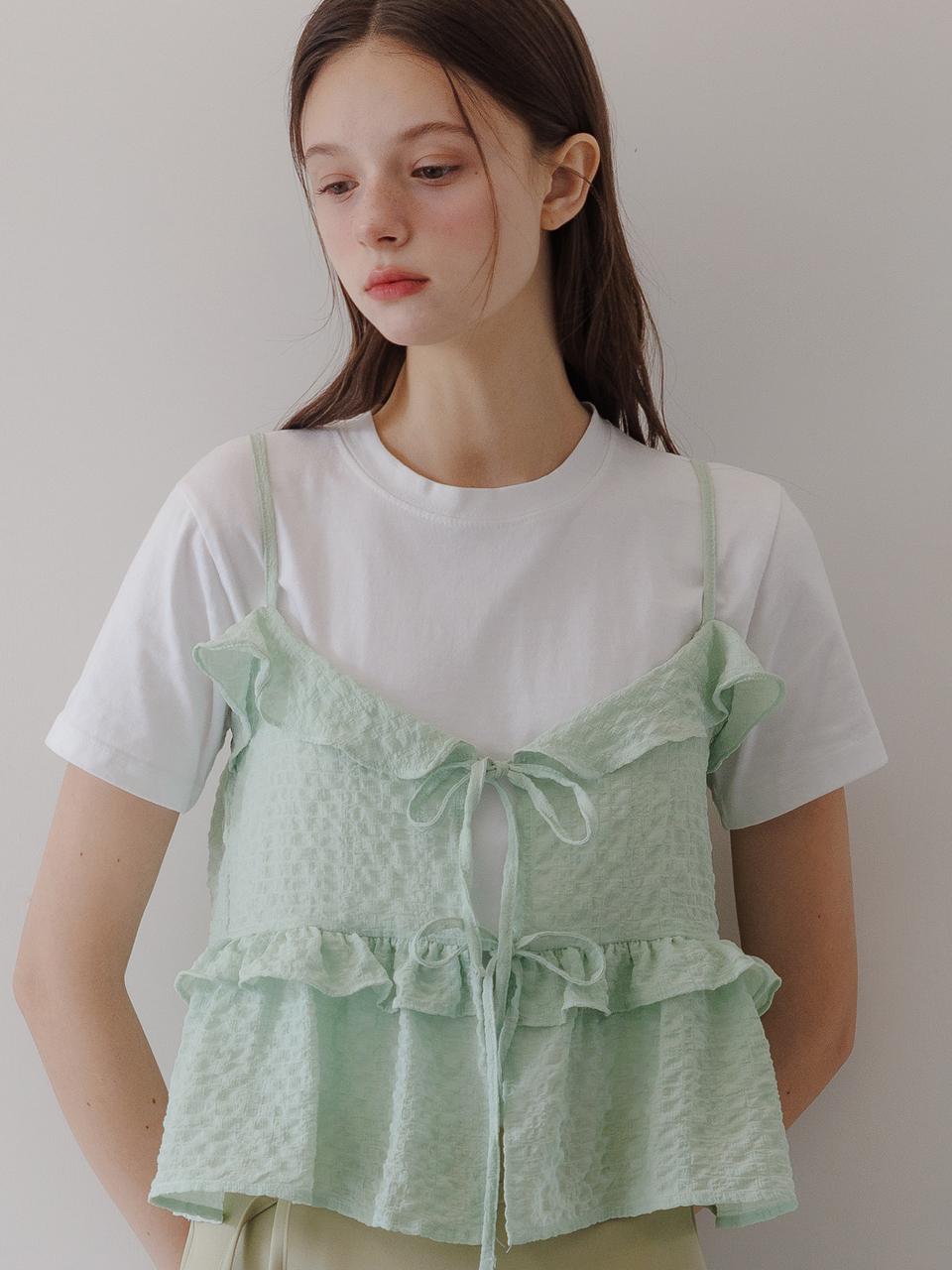 Eight Days A Week Frill Bustier Light Green Ad460 Free
