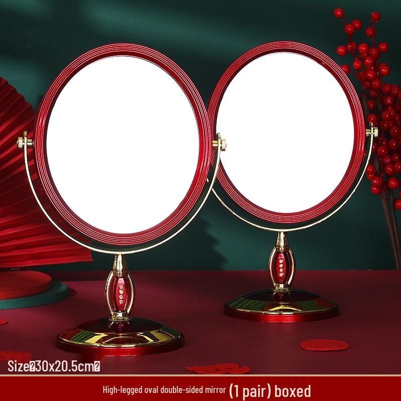 Double Happiness Red Wood Bride Gift Set: Mirror & Comb Collection