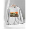 Cotton Kids Sweatshirt with Mountain & Tree Print - Little Adventurer Logo, Outdoor-Themed Casual Top ,Soft Round Neck Sweatshirt (Spring/Fall)