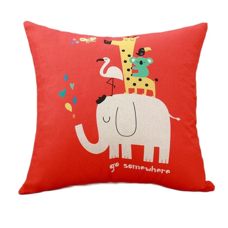 Cute Cartoon Cushion Cover Elephant Cat Decorative Pillowcase Giraffe Throw Pillow Case For Sofa Funda Cojin Kussenhoes