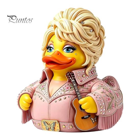 Ikona country hudby Pamětní dárek Parton Duck, Figurka Dolly Duck, Soška, Malý stolní dekorativní prvek s tématem kytary Socha pro