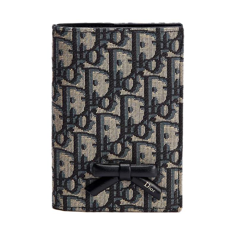 

Dior Oblique Bow Decorative Letter Print Cotton And Leather Passport Holder Women accessories Blue S2505OUQY-M928 Gift Set(Basic Set+Box+Shopping Bag)