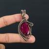 Lab-Created Red Ruby Gemstone Pure Copper Wire Wrapped Handmade Pendant Jewelry