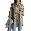 Long Sleeve Loose Plus Size Casual Irregular Print Women's Shirt
