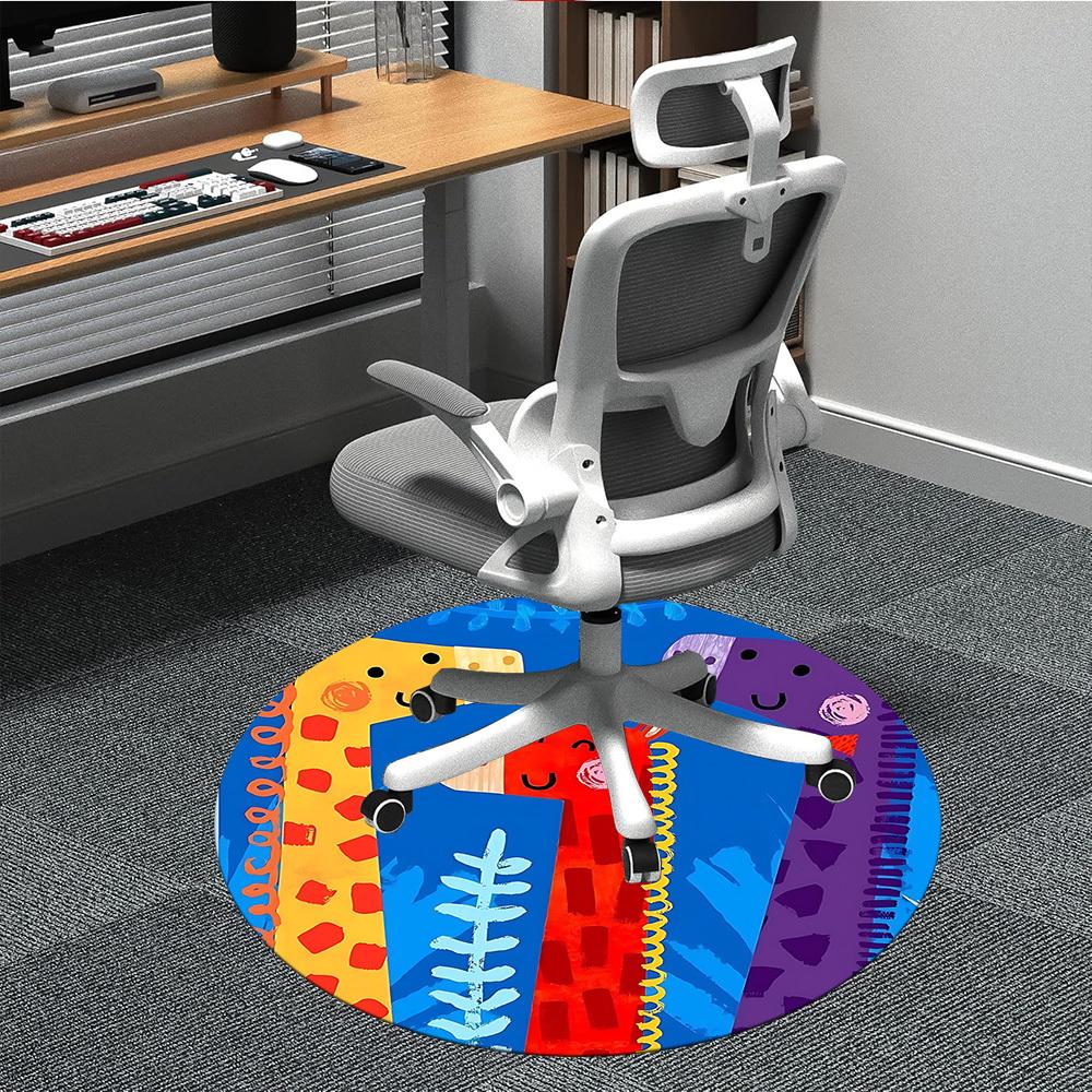 

1PC Giraffe Print Office Round Area Rug, Indoor Mat Suitable ForOffice, Under Office Chairs Bedroom Living Room Home Decor, Room Deco, D153 80cm by 80cm