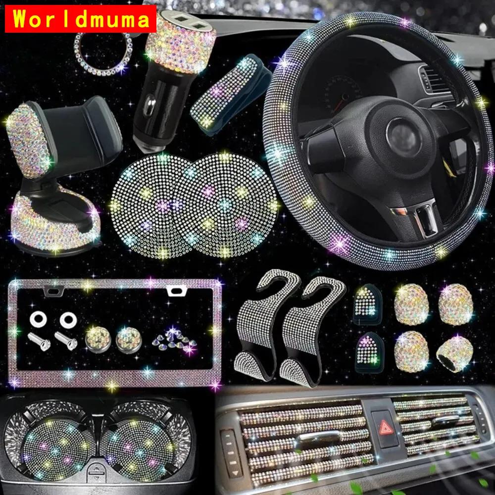 Luxury 27PCS/SET Lady Diamond Car Interior Decoration Gift Box for 4 Seasons General Motors Storage Romatherapy Phone Holder