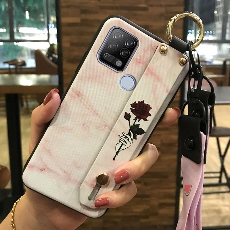 Soft case Back Cover Phone Case For Tecno Pova/LD7 Dirt-resistant Kickstand Wrist Strap Anti-knock Ring Silicone Durable