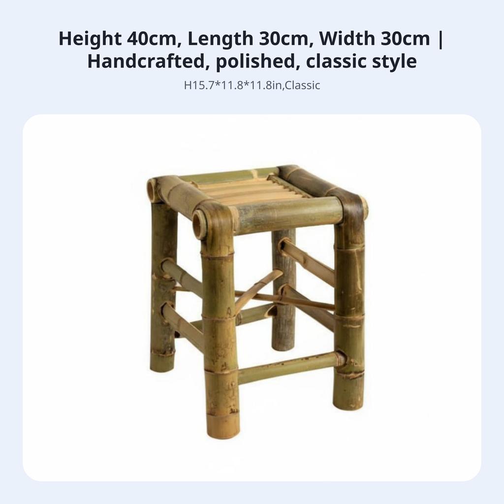 Quadratischer Bambus-Sitz Handgefertigt Niedriger Hocker Retro-Design Langlebig Für Heimdekorateure Kleine Kinder