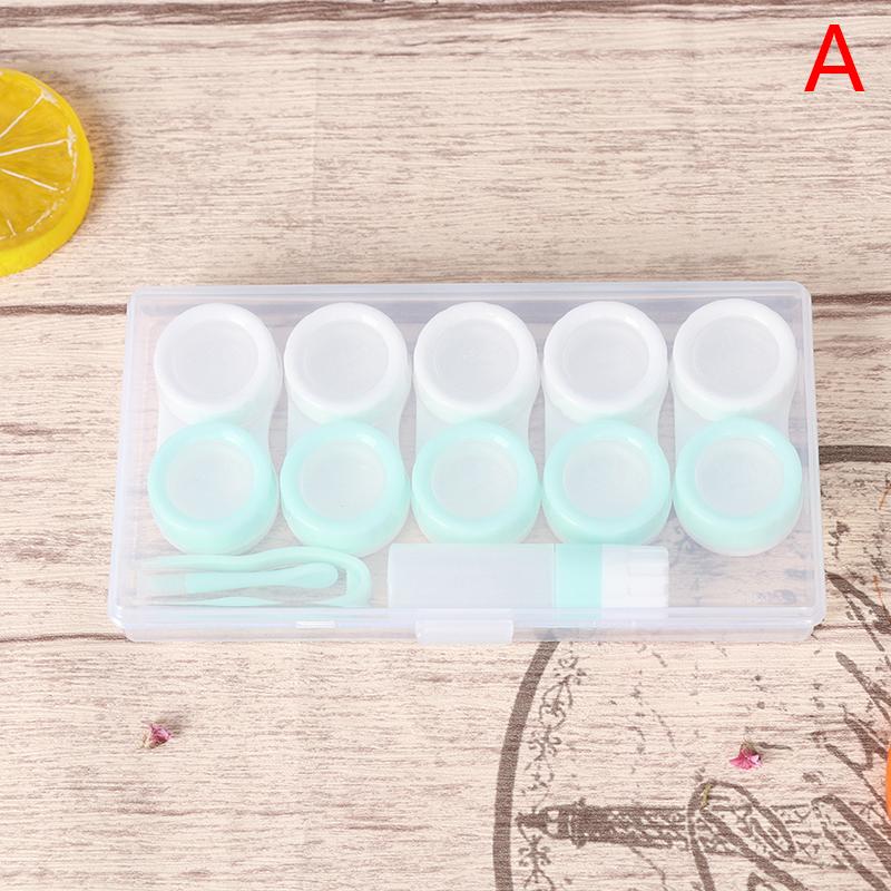 

5 пар футляров для контактных линз, косметический ящик для хранения контактов с бутылкой и пинцетом