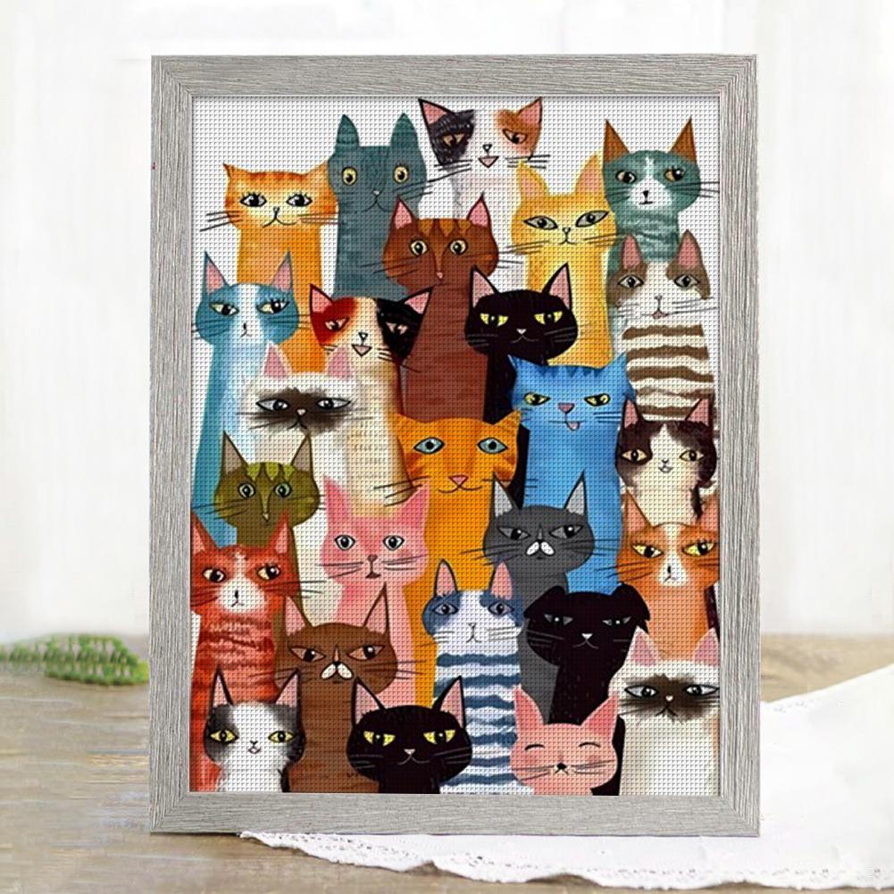 Cat Printed Cross Stitch Kit 40x55cm DIY 11CT Embroidery Craft Set Home Decor