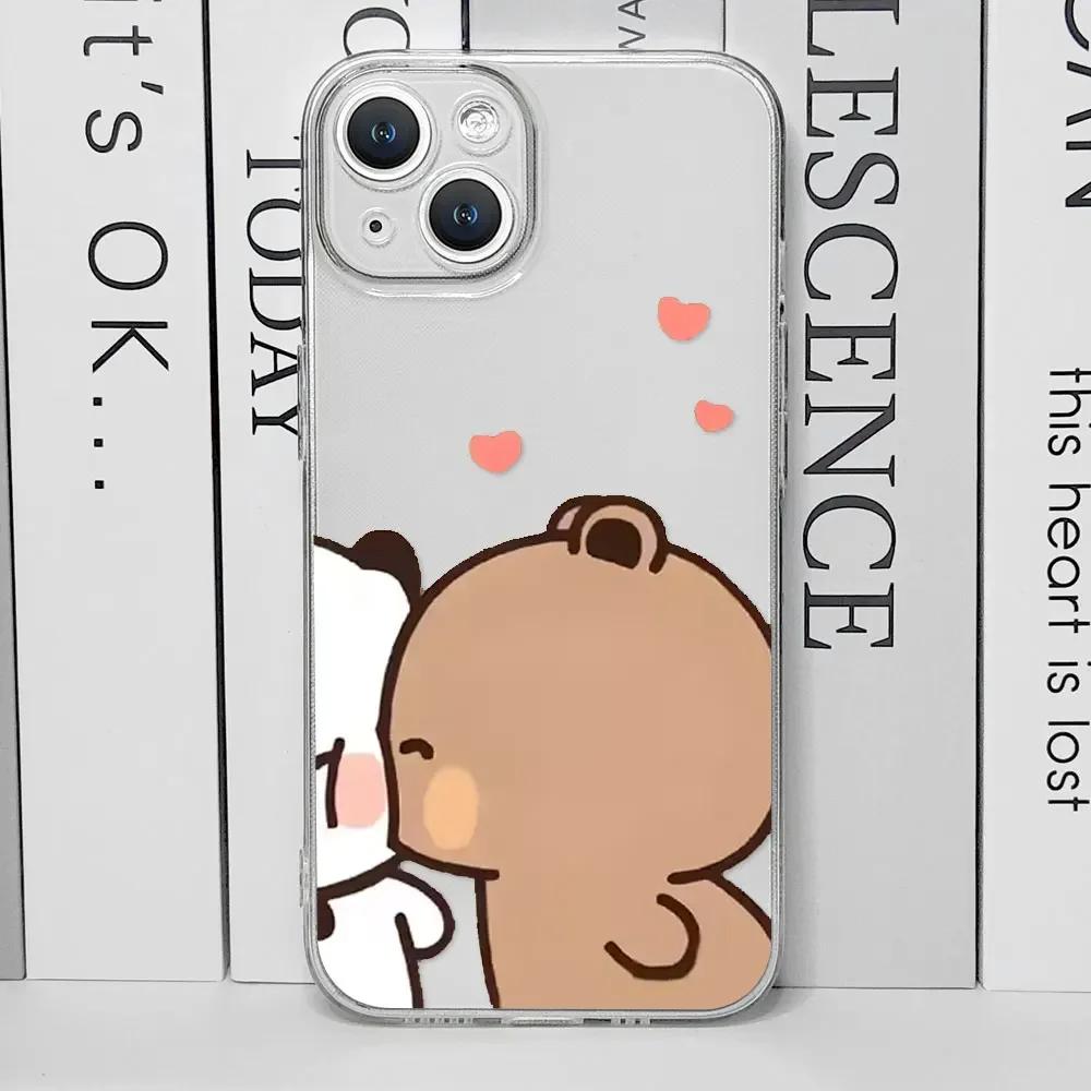 

Милый Чехол Bubududu для Пар Baby Bear Panda для IPhone 16 Pro Max 11 12 13 Mini 7 8 14 15 Plus X XS MAX Прозрачные Чехлы Fundas For iPhone 14 ProMax