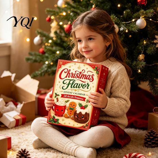 Characters Advent Calendar 2026 Christmas Calendar, 24-Day Countdown Food Theme Ornament Set, 2D Acrylic Hanging Decor for Tree, Holiday Gift