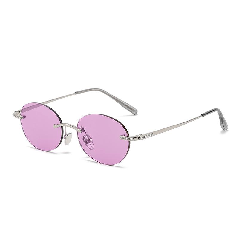 

Small ice mirror pure desire rimless glasses Fakem-mary oval can be matched with myopia for men and women