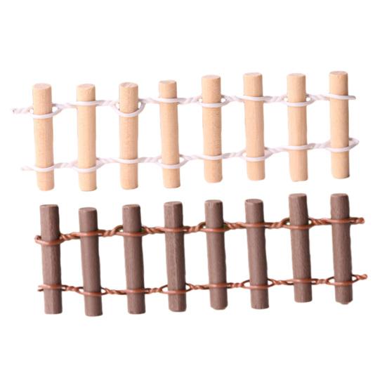 Mini Fairy Garden Fence 3.5x1.2" Miniature Wooden Decorative Picket Fence Building Model for Micro Landscape Dollhouse Accessories