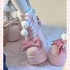 Lovely Girls Lolita Winter Mid Calf Snow Boots Cute Students Bowknots Lace Up Wedge Heel Plush Warm Shoes