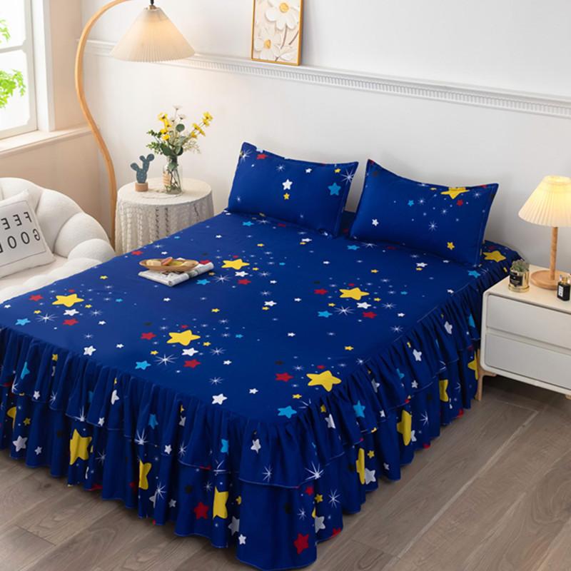 Bedroom Household Single-piece Sanding Bed Skirt Solid Color Skin-friendly Bedspread Bed Cover Bedroom Student Dormitory Sheets