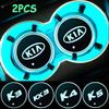 2 Stück LED leuchtende Auto-Getränkehalter-Matten für K2 K3 K4 K5 KX3 RIO Sportage Sorento Soul Ceed Cerato Optima Oprius Forte