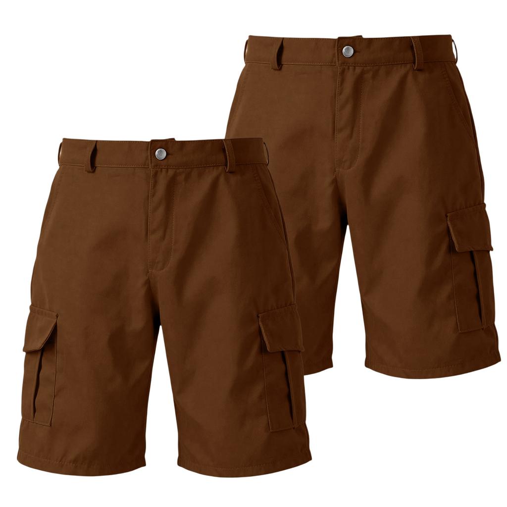 Men's Color Cargo Shorts 2-Pack with Button and Elastic Waist, 6 Pockets