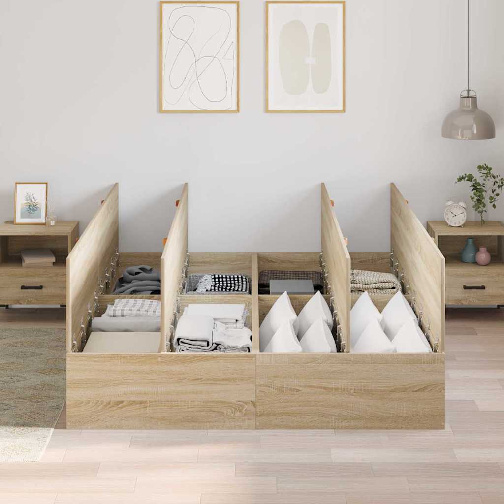 Storage Bed Frame with Storage Space Sonoma Oak 150 x 200 cm