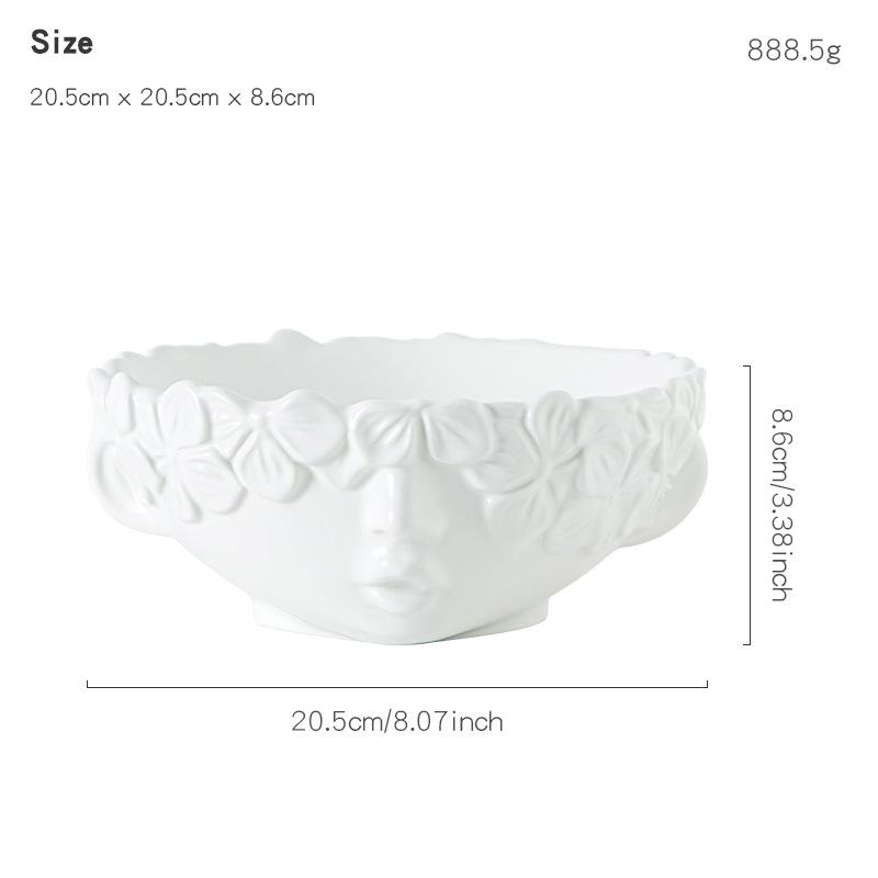 Girl Sculpture Fruit Bowl Creative White Storage Tray Dessert Plate Fruits Plate Living Room Coffee Table Household Fruit Tray