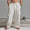 Mens Drawstring Waist Loose Fit Casual Pants White