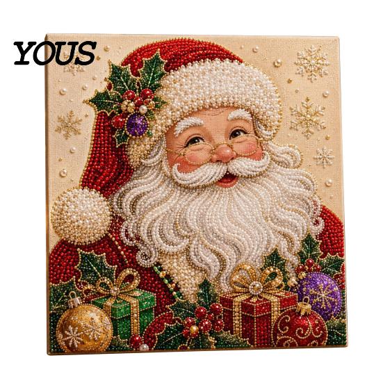 Creative Christmas Gifts for Adults Faux Pearl Art Kit, 20x20cm Xmas Painting DIY Wall Decor Making Kit Sparkling 3D Diamond Craft Adults, Festive